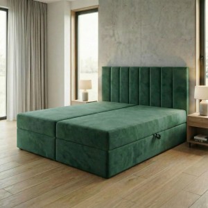 Kontinentales Bett 160x200 SONNO BELLO mit 2 Bettkästen flaschengrün