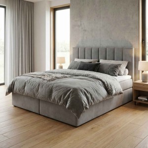 Kontinentales Bett 160x200 SONNO BELLO mit 2 Bettkästen grau