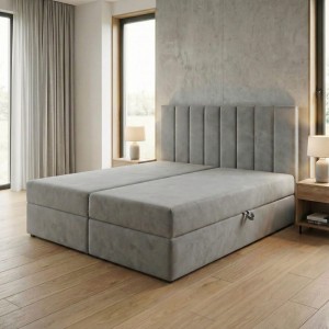 Kontinentales Bett 160x200 SONNO BELLO mit 2 Bettkästen grau