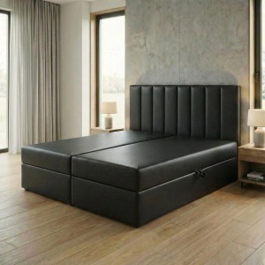 Kontinentales Bett 180x200 SONNO BELLO mit 2 Bettkästen schwarz Kunstleder