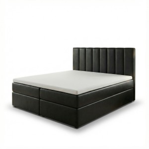 Kontinentales Bett 180x200 SONNO BELLO mit 2 Bettkästen schwarz Kunstleder