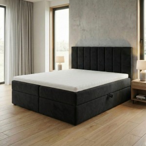Kontinentales Bett 180x200 SONNO BELLO mit 2 Bettkästen schwarz