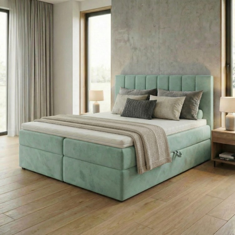 Kontinentales Bett 180x200 SONNO BELLO mit 2 Bettkästen mint