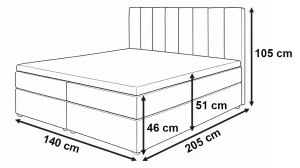 Kontinentales Bett 140x200 SONNO BELLO mit 2 Bettkästen mint