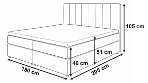 Kontinentales Bett 180x200 SONNO BELLO mit 2 Bettkästen grau