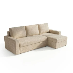 Ecksofa mit Schlaffunktion für das Wohnzimmer NIRVANA Bouclé Teddy Beige