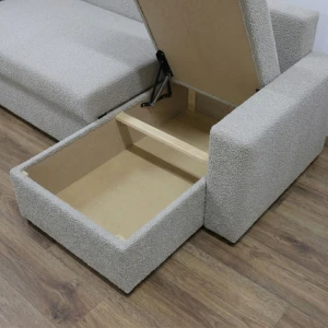Ecksofa mit Schlaffunktion für das Wohnzimmer NIRVANA Bouclé Teddy Beige