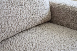 Ecksofa mit Schlaffunktion für das Wohnzimmer NIRVANA Bouclé Teddy Creme