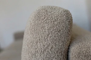 Ecksofa mit Schlaffunktion für das Wohnzimmer NIRVANA Bouclé Teddy Creme