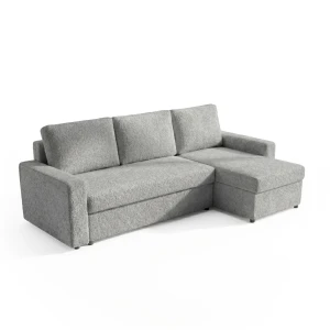 Ecksofa mit Schlaffunktion für das Wohnzimmer NIRVANA Bouclé Teddy Grau