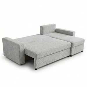 Ecksofa mit Schlaffunktion für das Wohnzimmer NIRVANA Bouclé Teddy Grau