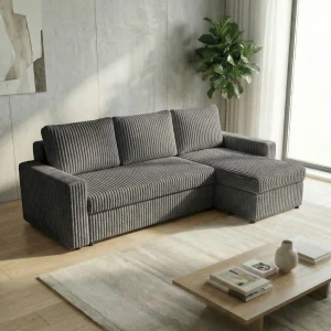 Ecksofa mit Schlaffunktion für das Wohnzimmer NIRVANA Breitcord Graphit
