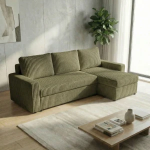 Ecksofa mit Schlaffunktion für das Wohnzimmer NIRVANA Breitcord Grün