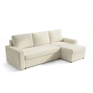 Ecksofa mit Schlaffunktion für das Wohnzimmer NIRVANA PLUS Bouclé Teddy Creme