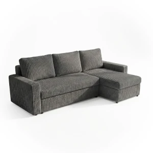 Ecksofa mit Schlaffunktion für das Wohnzimmer NIRVANA PLUS Breitcord Graphit