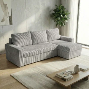 Ecksofa mit Schlaffunktion für das Wohnzimmer NIRVANA PLUS Breitcord Grau