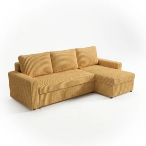 Ecksofa mit Schlaffunktion für das Wohnzimmer NIRVANA PLUS Breitcord Gold