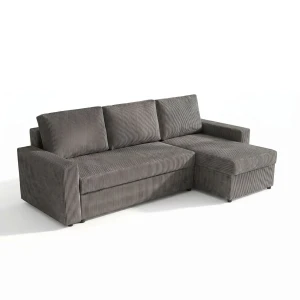 Ecksofa mit Schlaffunktion für das Wohnzimmer NIRVANA PLUS Cord Graphit