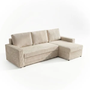 Ecksofa mit Schlaffunktion für das Wohnzimmer NIRVANA PLUS Cord Creme