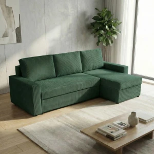 Ecksofa mit Schlaffunktion für das Wohnzimmer NIRVANA PLUS Cord Grün