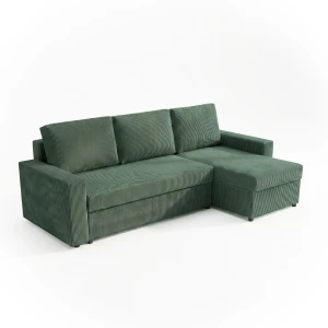 Ecksofa mit Schlaffunktion für das Wohnzimmer NIRVANA PLUS Cord Grün