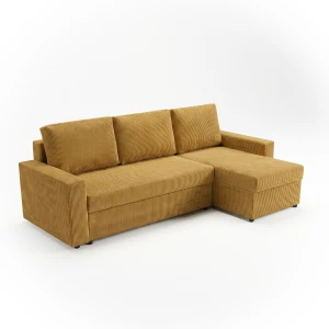 Ecksofa mit Schlaffunktion für das Wohnzimmer NIRVANA PLUS Cord Gold