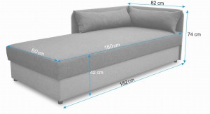 Liegesofa 80x180 mit Kasten Dallas Grau/Graphit