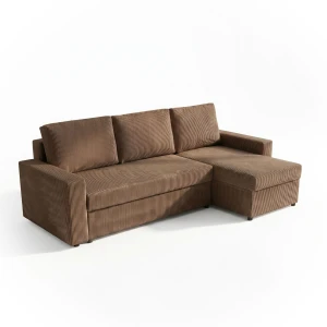 Modernes Ecksofa mit Schlaffunktion für das Wohnzimmer NIRVANA Cord Braun