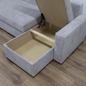 Modernes Ecksofa mit Schlaffunktion für das Wohnzimmer NIRVANA Cord Creme