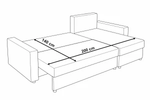 Modernes Ecksofa mit Schlaffunktion für das Wohnzimmer NIRVANA Cord Creme