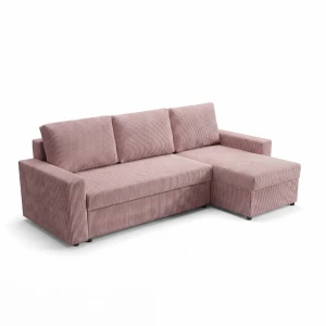 Modernes Ecksofa mit Schlaffunktion für das Wohnzimmer NIRVANA Cord Rosa