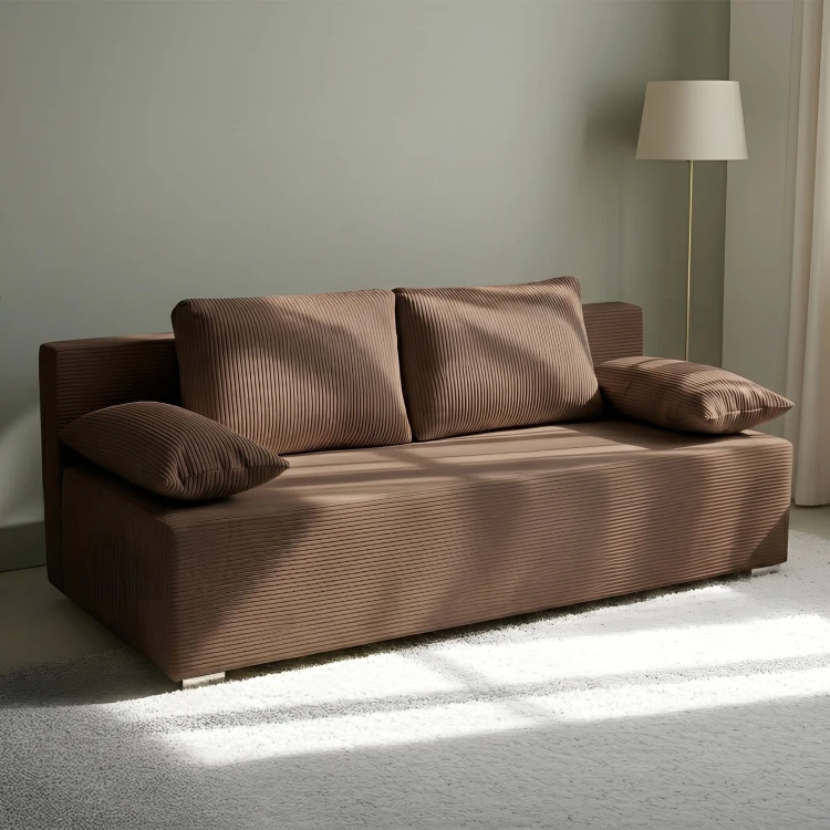 Schlafsofa mit Bettfunktion Lunera Prima 2 Cord braun