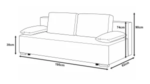 Schlafsofa mit Bettfunktion Lunera 2 Breitcord grau