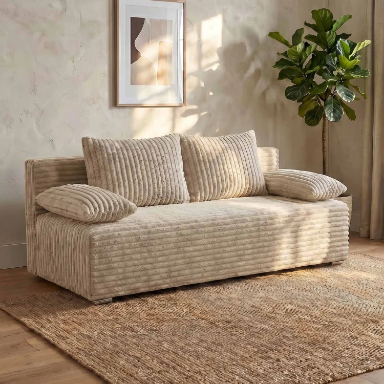 Schlafsofa mit Bettfunktion Lunera Prima 2 Breitcord beige
