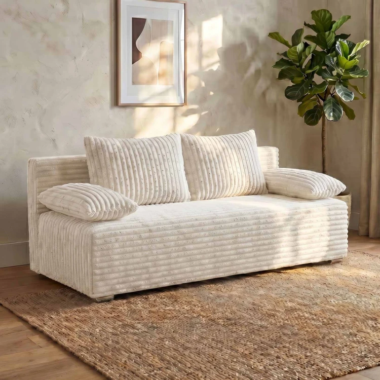 Schlafsofa mit Bettfunktion Lunera Prima 2 Breitcord creme