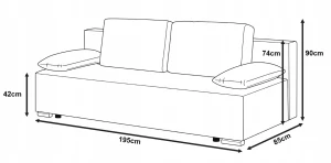 Schlafsofa mit Bettfunktion Lunera Prima 2 Breitcord creme