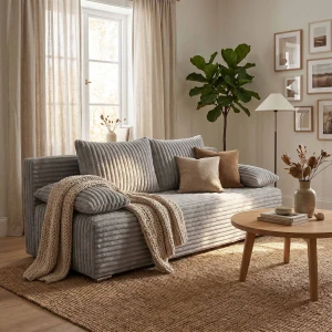 Schlafsofa mit Bettfunktion Lunera Prima 2 Breitcord grün