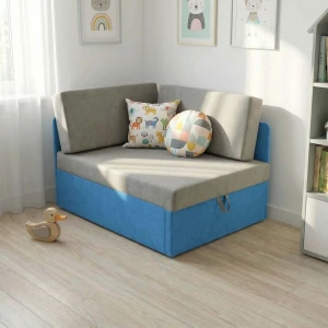 Ecksofa mit Schlaffunktion Kubus Einzelsofa Blau/Grau