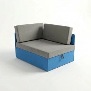 Ecksofa mit Schlaffunktion Kubus Einzelsofa Blau/Grau