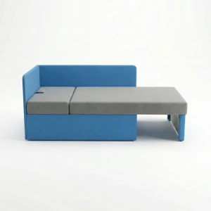 Ecksofa mit Schlaffunktion Kubus Einzelsofa Blau/Grau