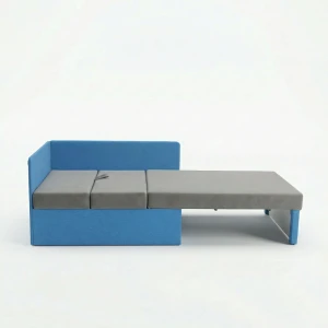 Ecksofa mit Schlaffunktion Kubus Einzelsofa Blau/Grau
