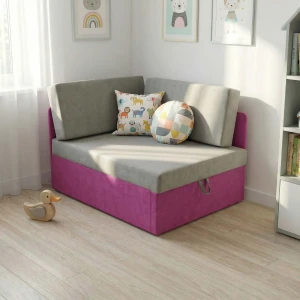 Ecksofa mit Schlaffunktion Kubus Einzelsofa Rosa/Grau
