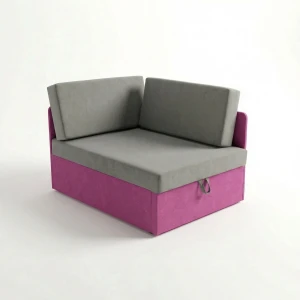 Ecksofa mit Schlaffunktion Kubus Einzelsofa Rosa/Grau