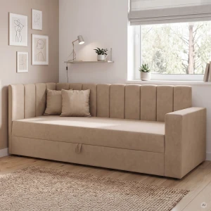 Einzelbett mit Bettkasten Sovaro PRO 80x200 cm Beige