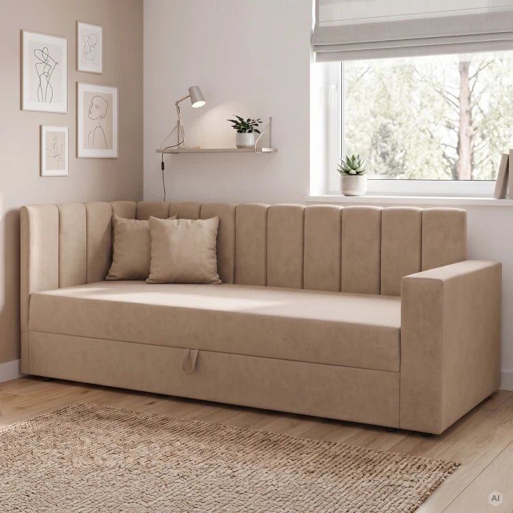Einzelbett mit Bettkasten Sovaro PRO 80x200 cm Beige