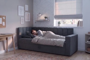 Einzelbett mit Bettkasten Sovaro PRO 80x200 cm Beige