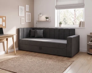 Einzelbett mit Bettkasten und Federkern Sovaro PRO PLUS 80x180 cm Graphit