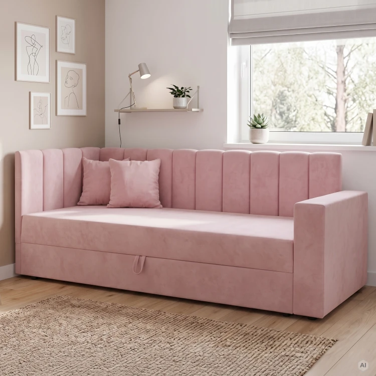 Einzelbett mit Bettkasten und Federkern Sovaro PRO PLUS 80x180 cm Rosa