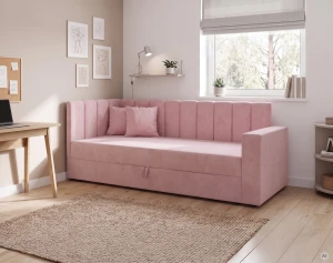 Einzelbett mit Bettkasten und Federkern Sovaro PRO PLUS 80x200 cm Rosa