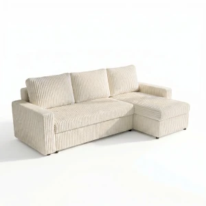 Ecksofa mit Schlaffunktion für das Wohnzimmer NIRVANA Breitcord Creme